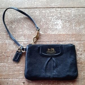 Coach black leather wristlet